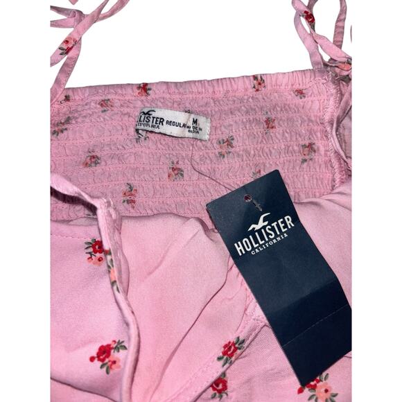 NWT Hollister Pink Floral Mini Dress - Size Medium - Adjustable Tie Straps - Picture 2 of 7